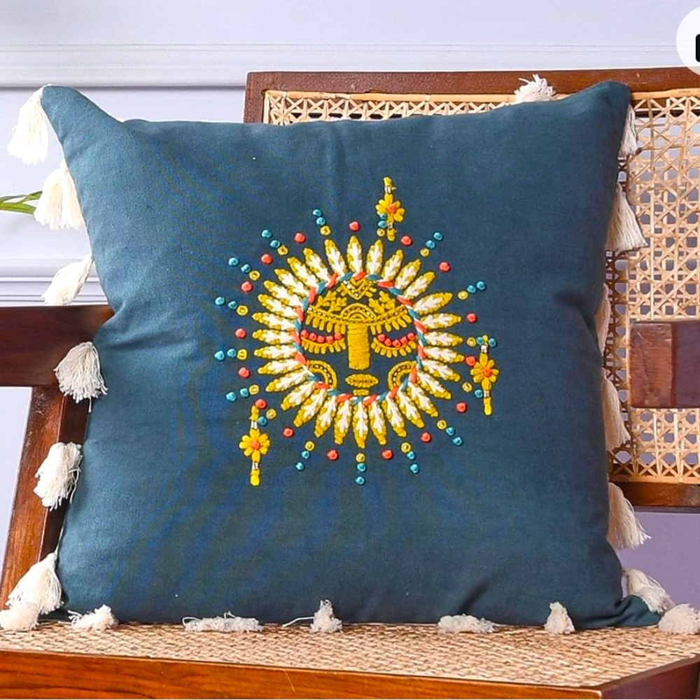 Folkulture 100% Cotton Boho Throw Pillow, 18x18